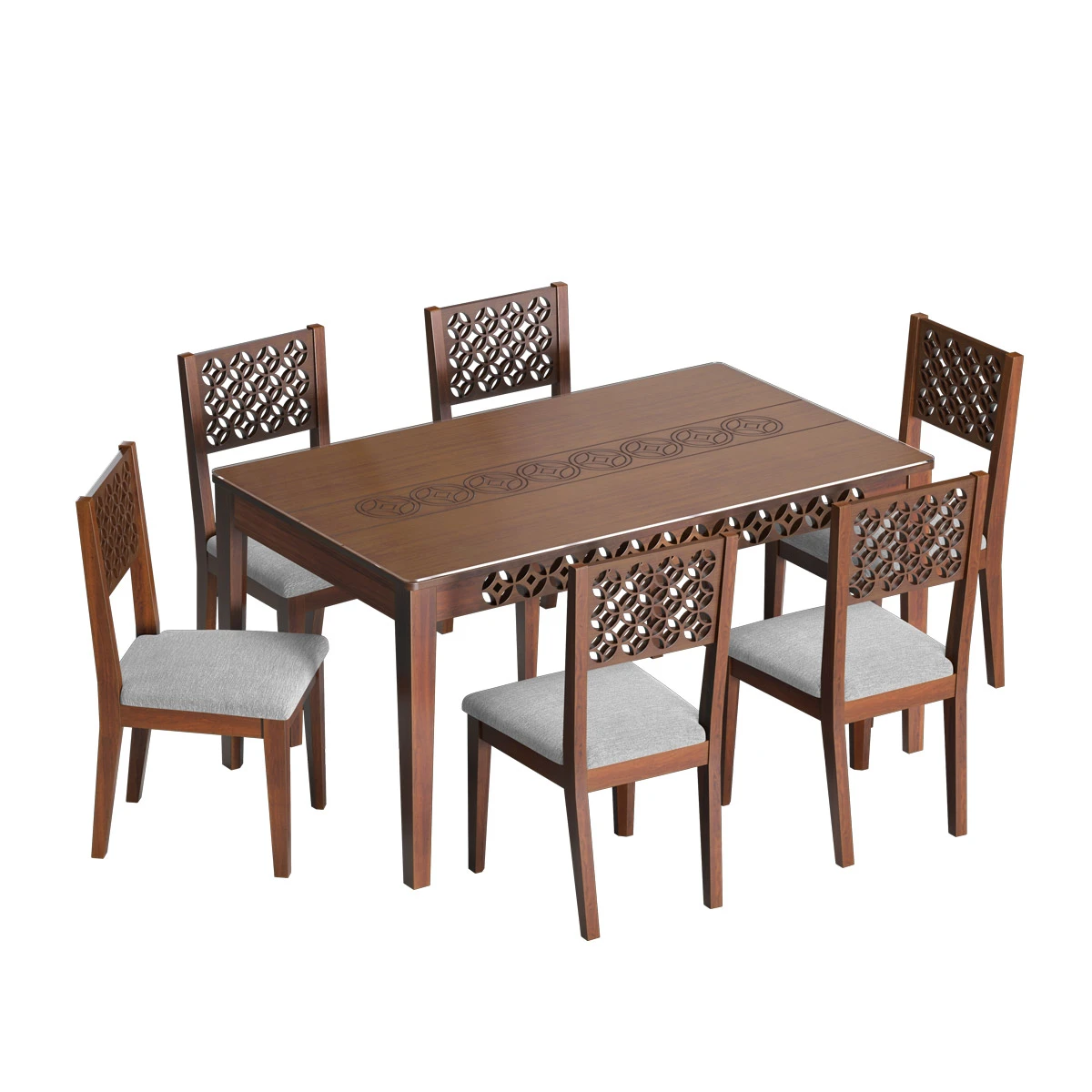 Wooden Dining Set I TDH-344 & TDH-344 (6 pcs Chair)