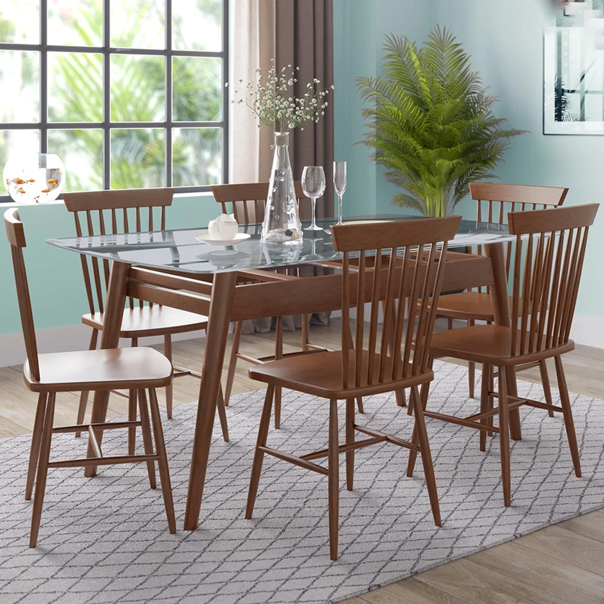 Wooden Dining Set I TDH-324 & TDH-324 (6 pcs Chair)