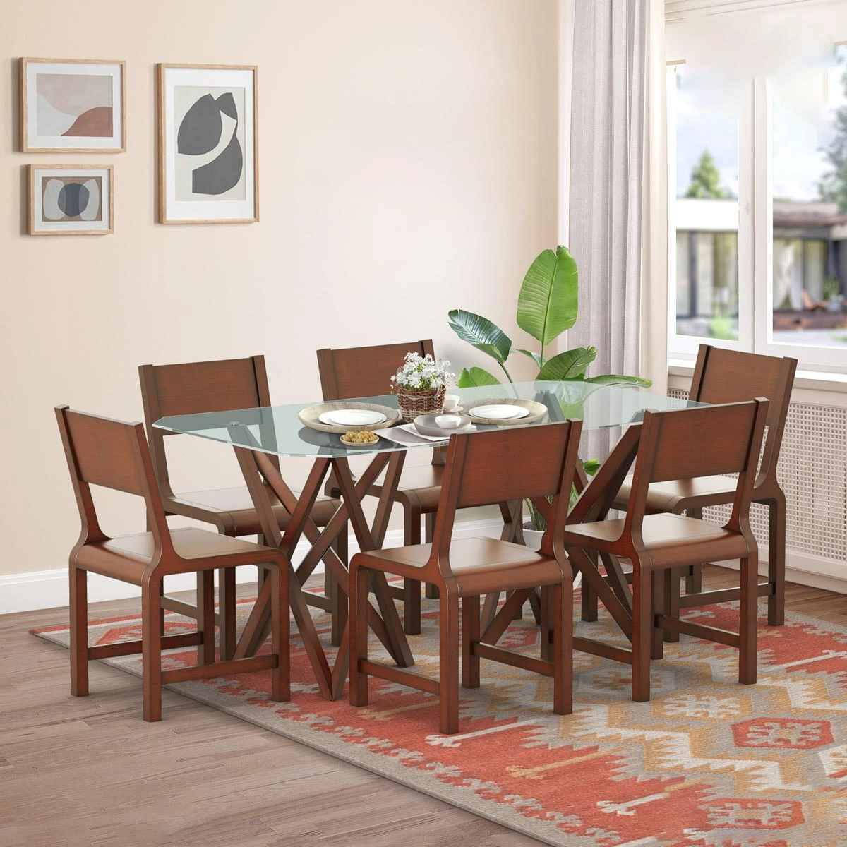 Wooden dining set I TDH-336 & CFD-336 ( 6 piece chairs)